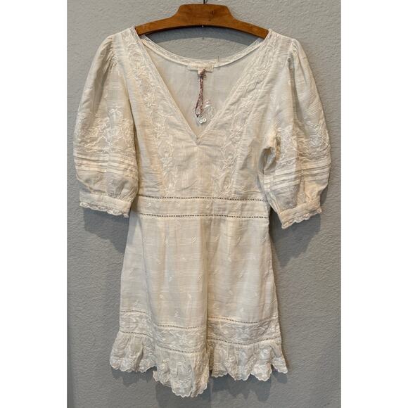 LoveShackFancy Lena V-Neck Embroidered Mini Dress Size Large - Picture 12 of 13